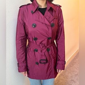Burberry Brit Trench Coat/ Wind Coat in Magenta Rose color Size USA 4